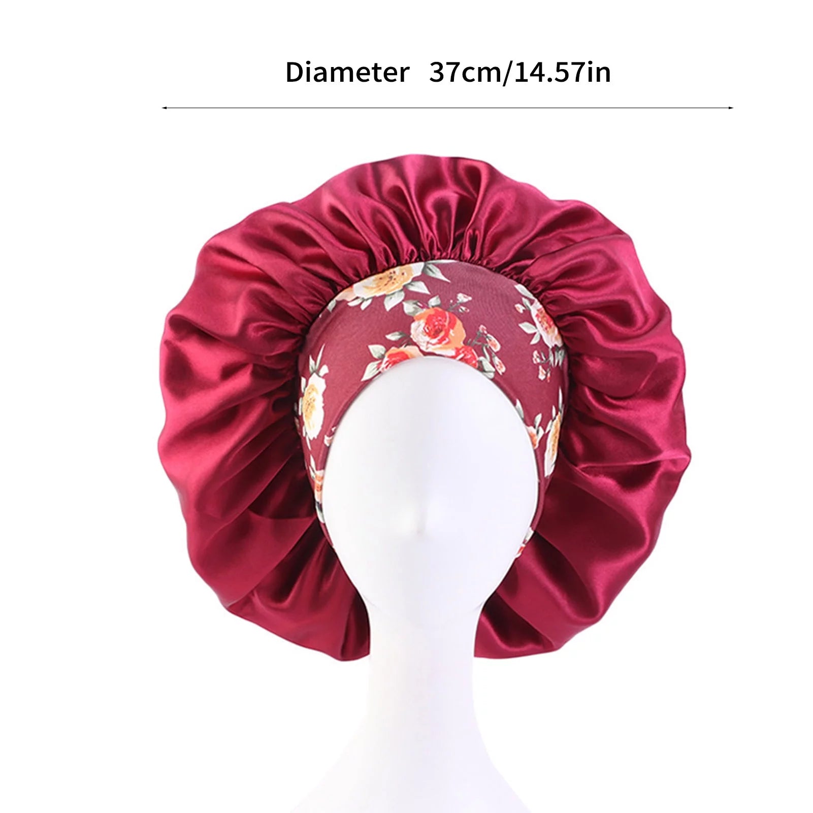 Springcorner 3 Pcs Satin Hair Bonnet for Sleeping, Sleeping Bonnet with Printed Wide Headbands Red Black Blue Satin Caps for Women Large Bonnet Hairwrap Slumber Caps(Black)